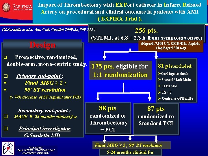 Impact of Thrombectomy with EXPort catheter in Infarct Related Artery on procedural and clinical