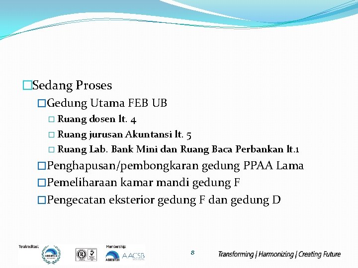 �Sedang Proses �Gedung Utama FEB UB � Ruang dosen lt. 4 � Ruang jurusan