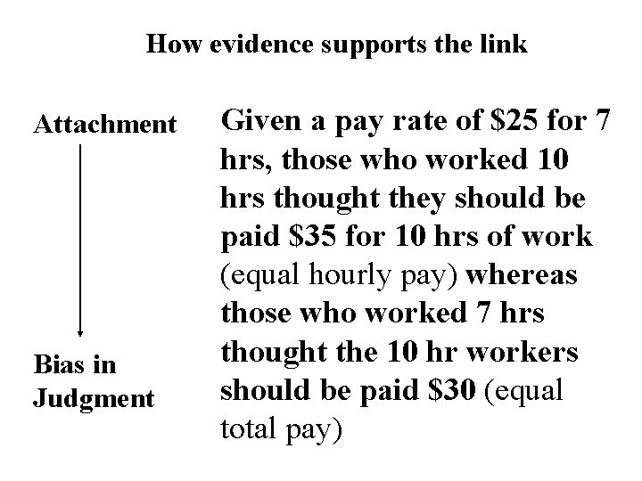 How evidence supports the link Attachment Bias in Judgment Given a pay rate of