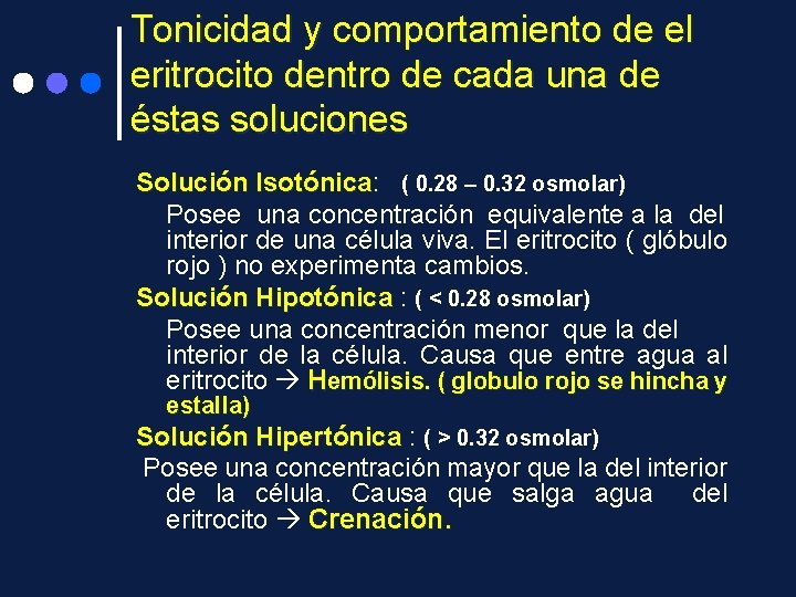 Tonicidad y comportamiento de el eritrocito dentro de cada una de éstas soluciones Solución