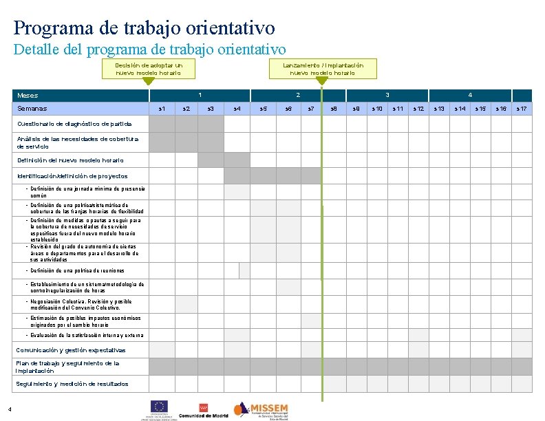 Programa de trabajo orientativo Detalle del programa de trabajo orientativo Lanzamiento / implantación nuevo