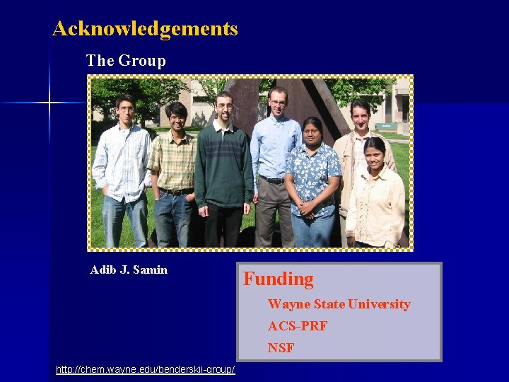 Acknowledgements The Group Adib J. Samin Funding Wayne State University ACS-PRF NSF http: //chem.