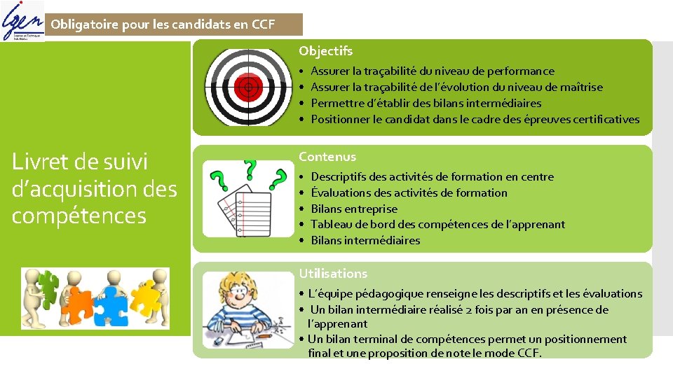 Obligatoire pour les candidats en CCF Objectifs • Assurer la traçabilité du niveau de Obligatoire pour les candidats en CCF Objectifs • Assurer la traçabilité du niveau de