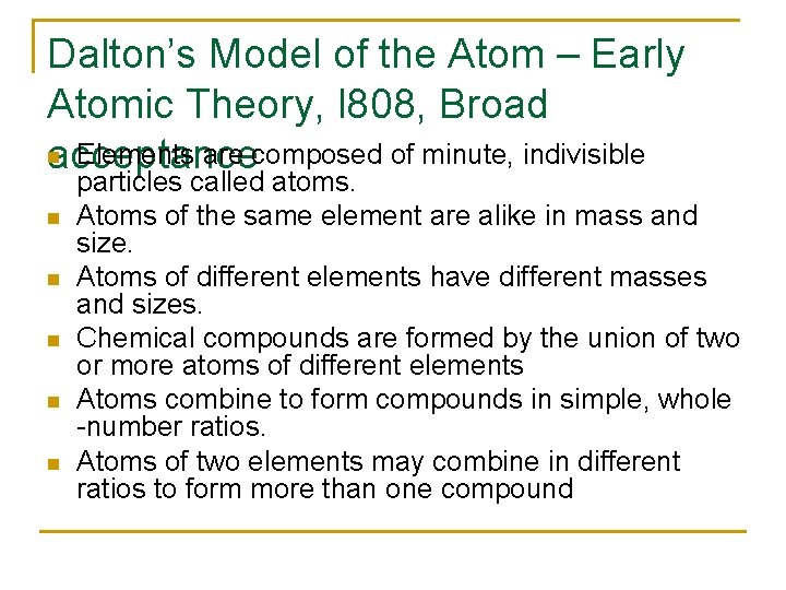 Dalton’s Model of the Atom – Early Atomic Theory, l 808, Broad n Elements