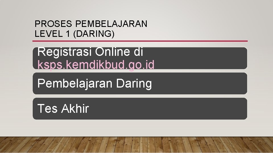 PROSES PEMBELAJARAN LEVEL 1 (DARING) Registrasi Online di ksps. kemdikbud. go. id Pembelajaran Daring