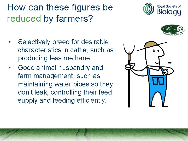 How can these figures be reduced by farmers? • • Selectively breed for desirable