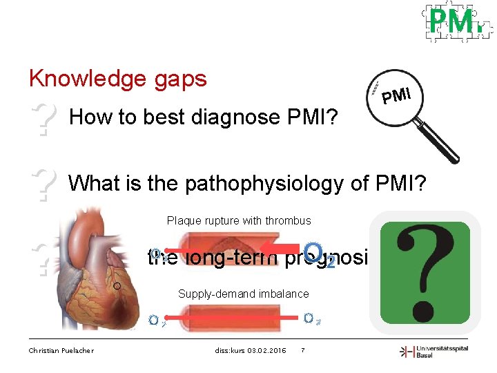 Knowledge gaps PMI ? What is the pathophysiology of PMI? ? What is the