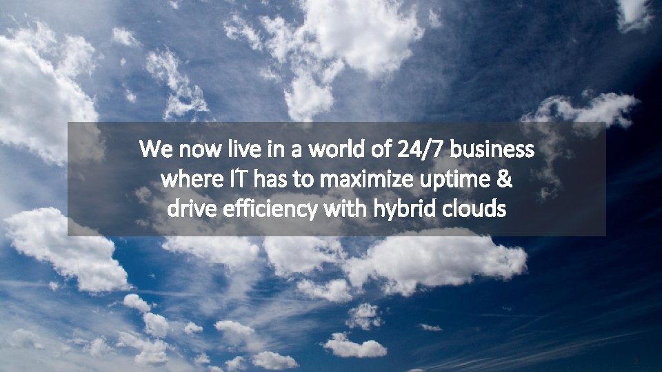 We now live in a world of 24/7 business where IT has to maximize