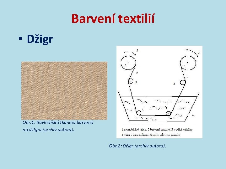 Barvení textilií • Džigr Obr. 1: Bavlnářská tkanina barvená na džigru (archiv autora). Obr.