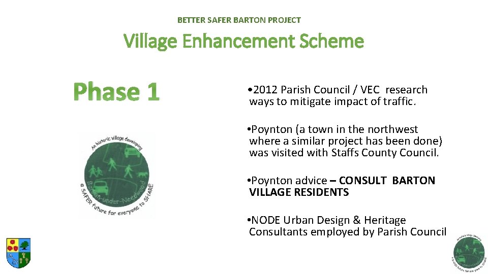 BETTER SAFER BARTON PROJECT Village Enhancement Scheme Phase 1 • 2012 Parish Council /