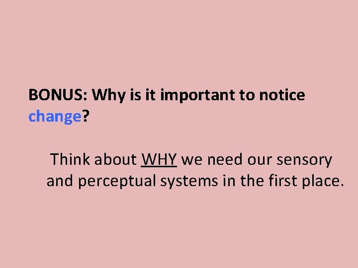 BONUS: Why is it important to notice change? Think about WHY we need our