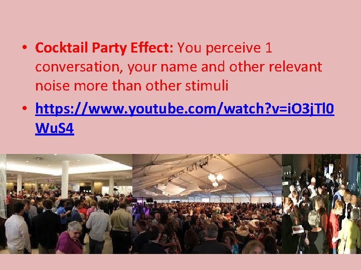  • Cocktail Party Effect: You perceive 1 conversation, your name and other relevant