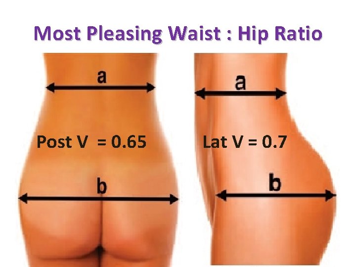 Most Pleasing Waist : Hip Ratio Post V = 0. 65 Lat V =