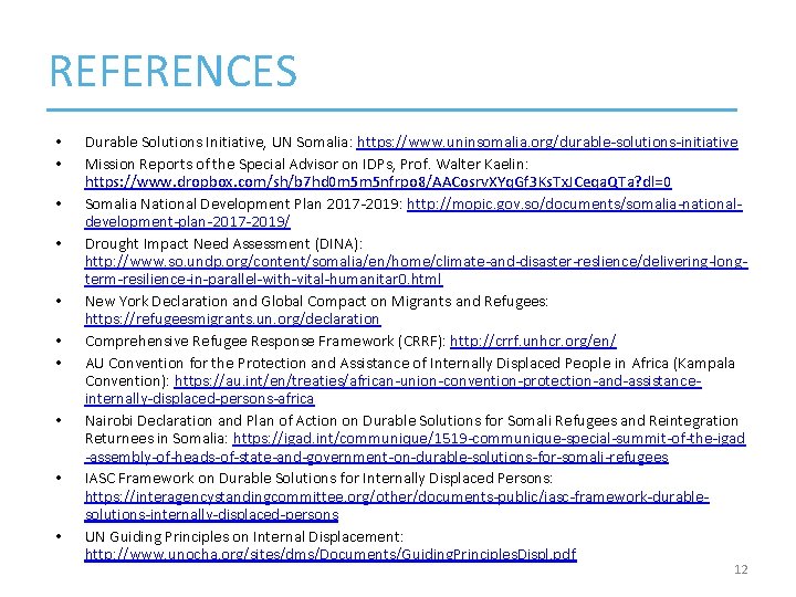 REFERENCES • • • Durable Solutions Initiative, UN Somalia: https: //www. uninsomalia. org/durable-solutions-initiative Mission