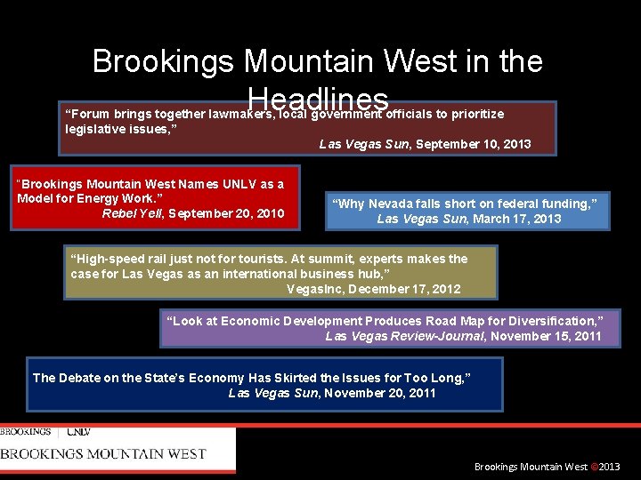 Brookings Mountain West in the Headlines “Forum brings together lawmakers, local government officials to