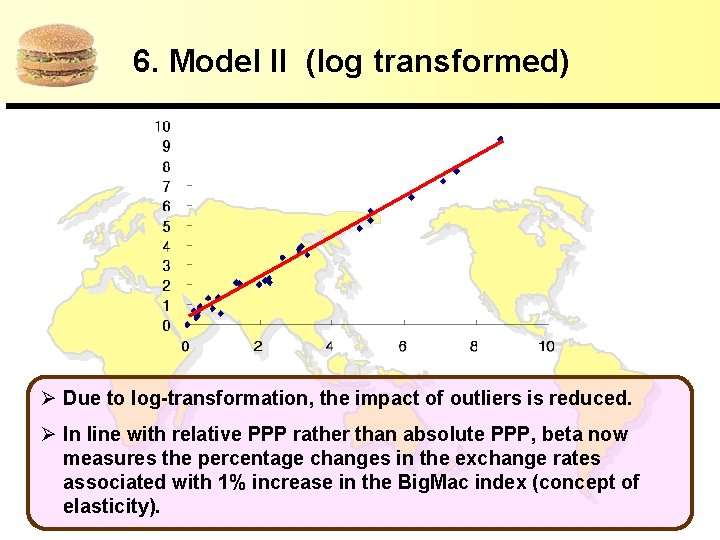 6. Model II (log transformed) Ø Due to log-transformation, the impact of outliers is
