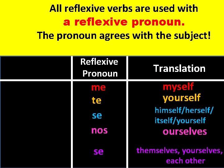 All reflexive verbs are used with a reflexive pronoun. The pronoun agrees with the