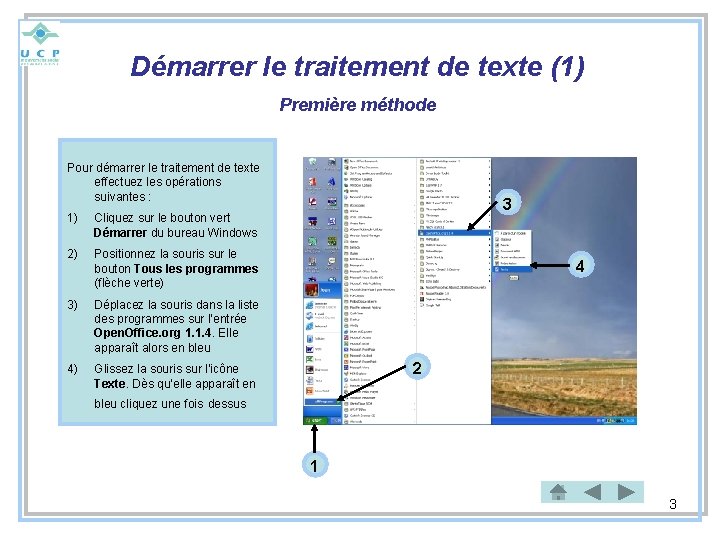 Démarrer le traitement de texte (1) Première méthode Pour démarrer le traitement de texte