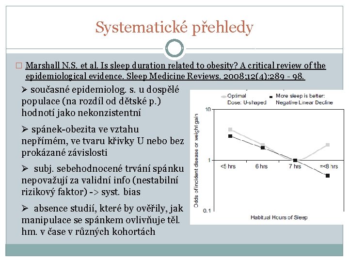 Systematické přehledy � Marshall N. S. et al. Is sleep duration related to obesity?