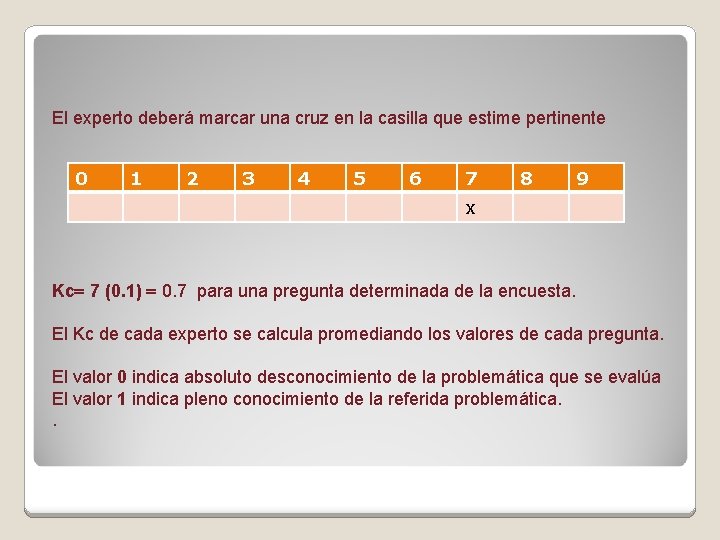 El experto deberá marcar una cruz en la casilla que estime pertinente 0 1