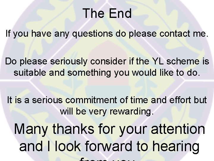 The End If you have any questions do please contact me. Do please seriously The End If you have any questions do please contact me. Do please seriously