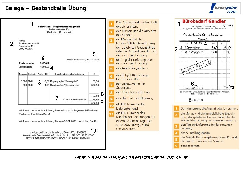 Belege – Bestandteile Übung 1 1 2 2 5 9 4 3 6 6
