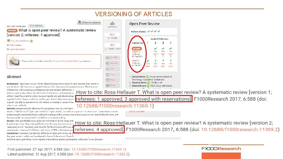 VERSIONING OF ARTICLES 