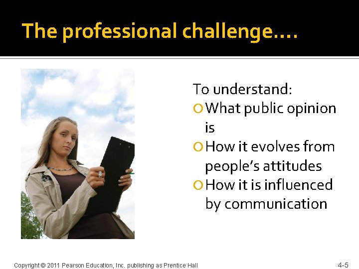 The professional challenge…. To understand: What public opinion is How it evolves from people’s