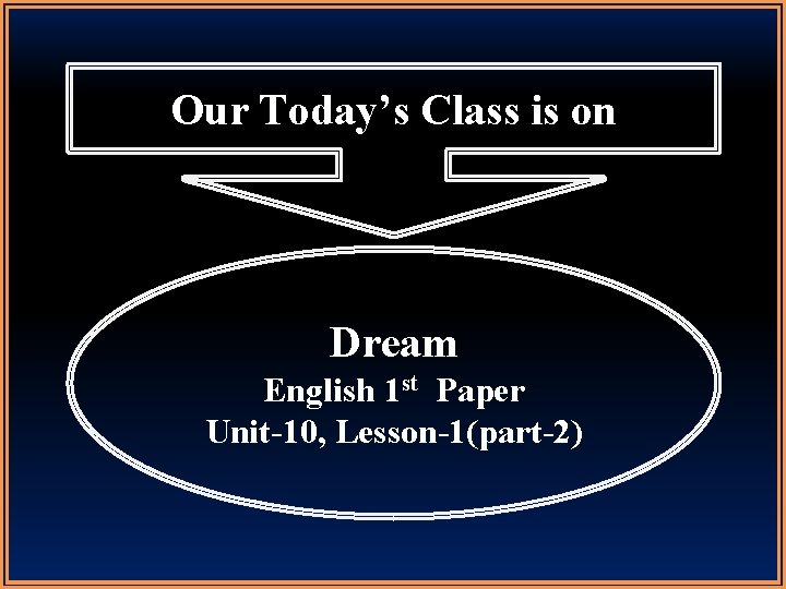 Our Today’s Class is on Dream English 1 st Paper Unit-10, Lesson-1(part-2) 