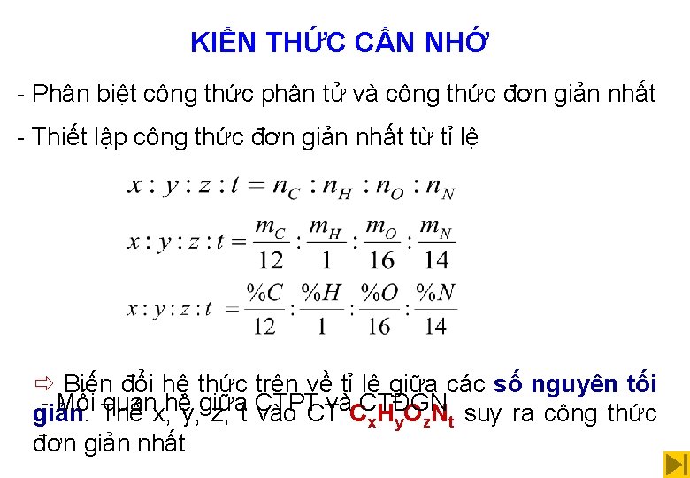 KIẾN THỨC CẦN NHỚ - Phân biệt công thức phân tử và công thức