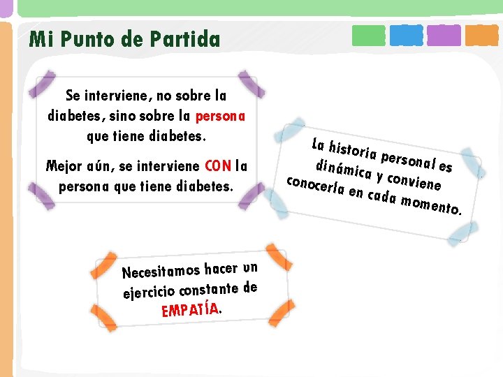 Mi Punto de Partida Se interviene, no sobre la diabetes, sino sobre la persona