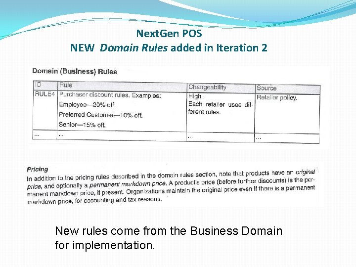 Next. Gen POS NEW Domain Rules added in Iteration 2 New rules come from