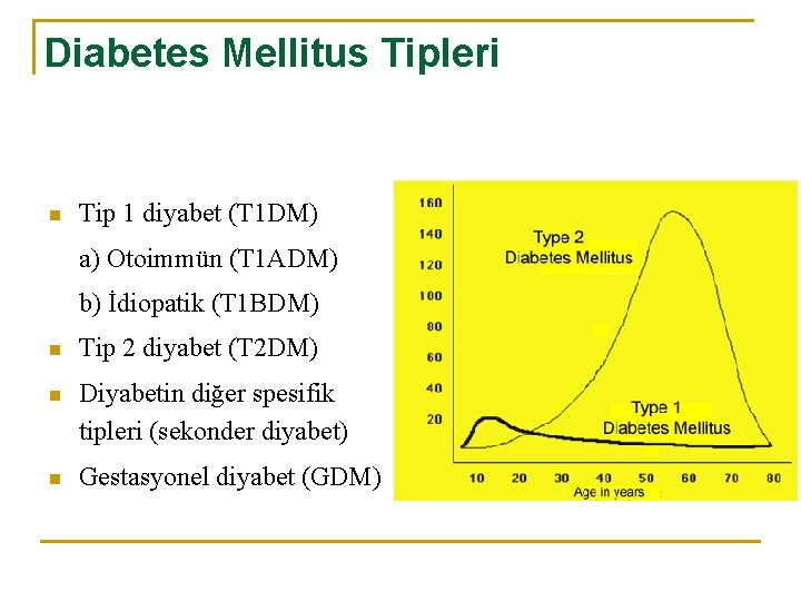 Diabetes Mellitus Tipleri n Tip 1 diyabet (T 1 DM) a) Otoimmün (T 1