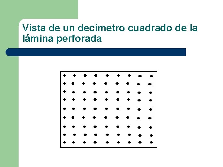 Vista de un decímetro cuadrado de la lámina perforada 
