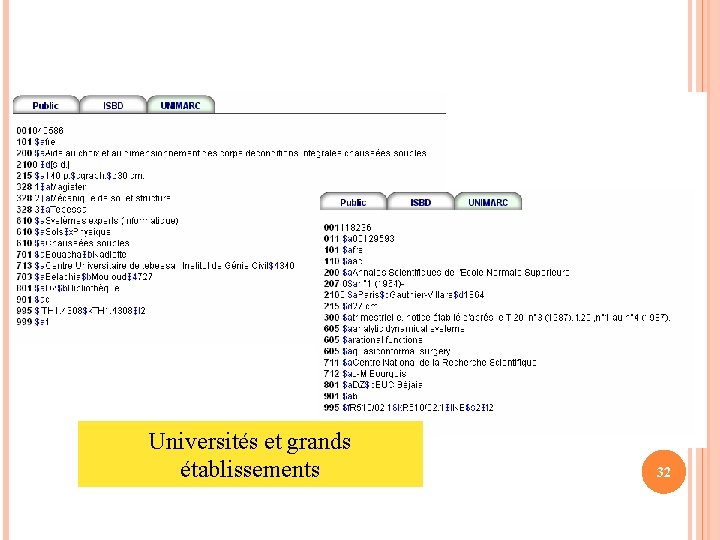 Universités et grands établissements 32 