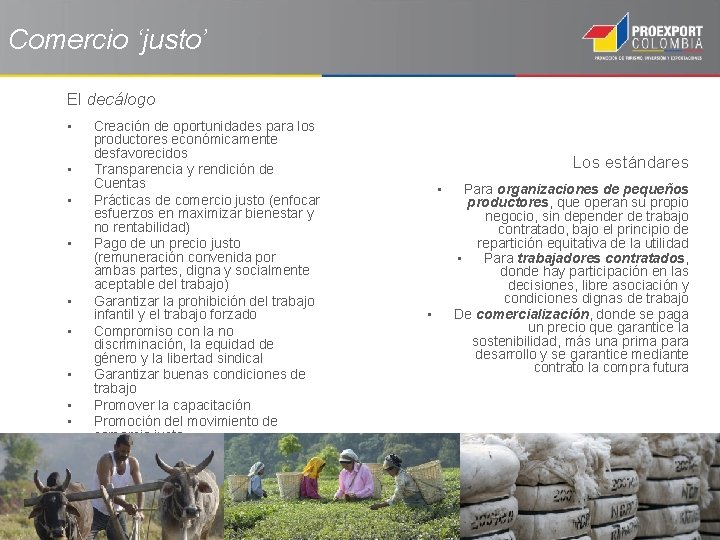 Comercio ‘justo’ El decálogo • • • Creación de oportunidades para los productores económicamente