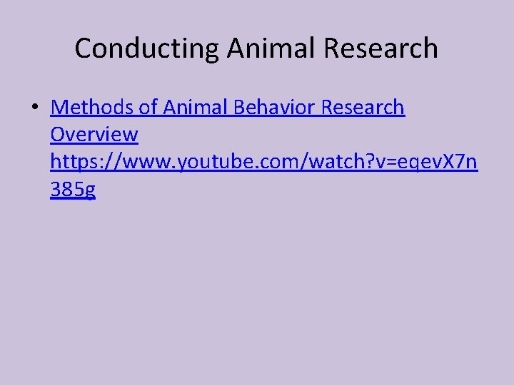 Conducting Animal Research • Methods of Animal Behavior Research Overview https: //www. youtube. com/watch?
