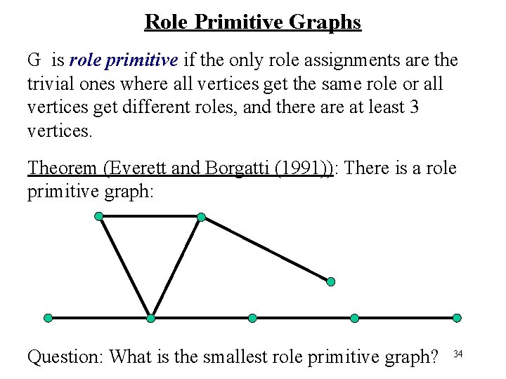 Role Primitive Graphs G is role primitive if the only role assignments are the