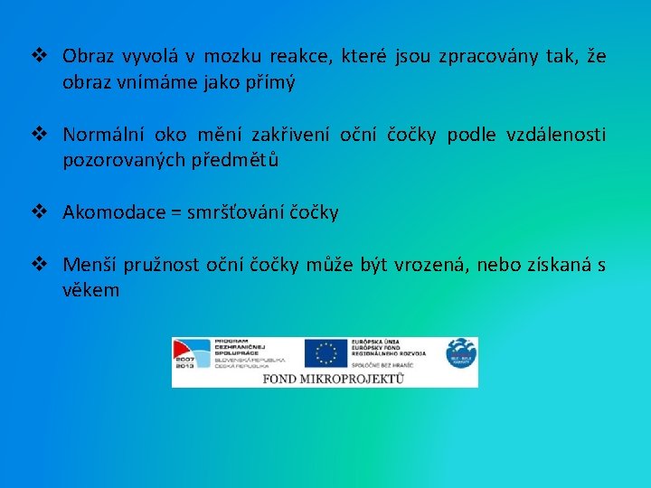 v Obraz vyvolá v mozku reakce, které jsou zpracovány tak, že obraz vnímáme jako