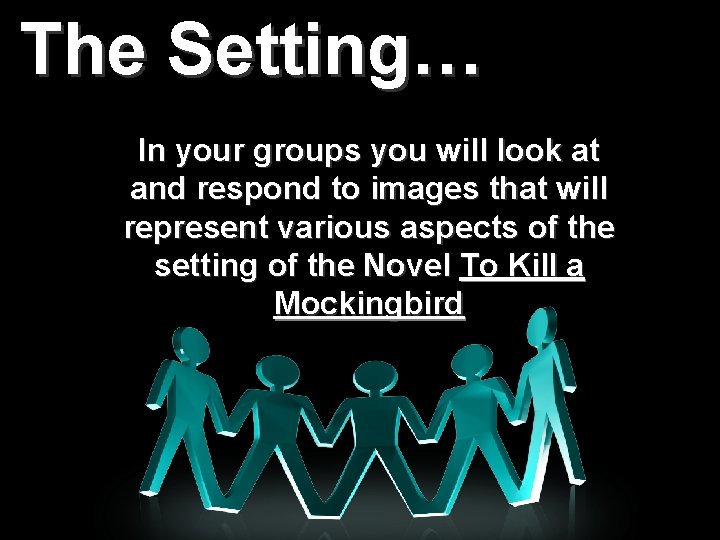 The Setting… In your groups you will look at and respond to images that