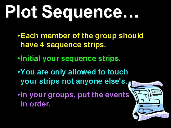 Plot Sequence… • Each member of the group should have 4 sequence strips. •