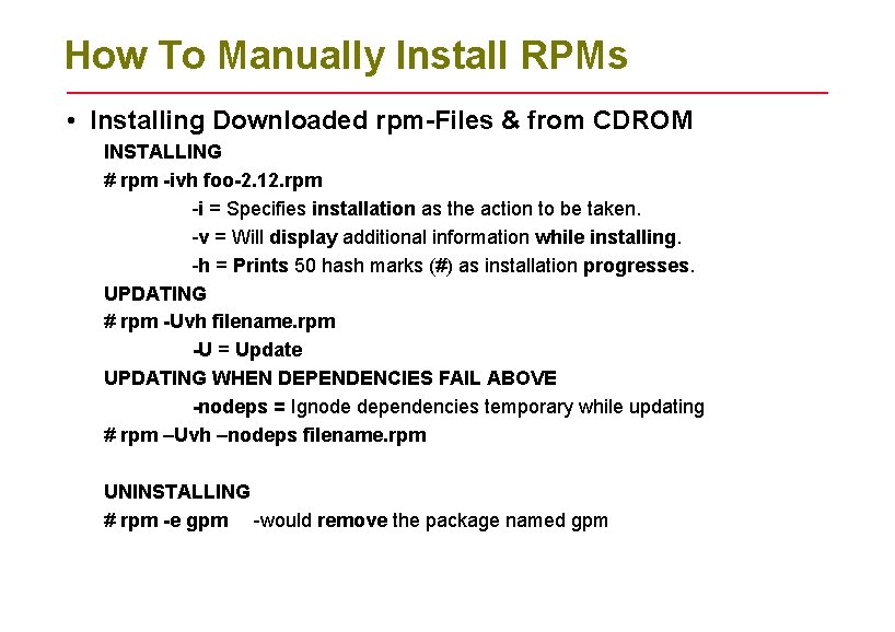 How To Manually Install RPMs • Installing Downloaded rpm-Files & from CDROM INSTALLING #