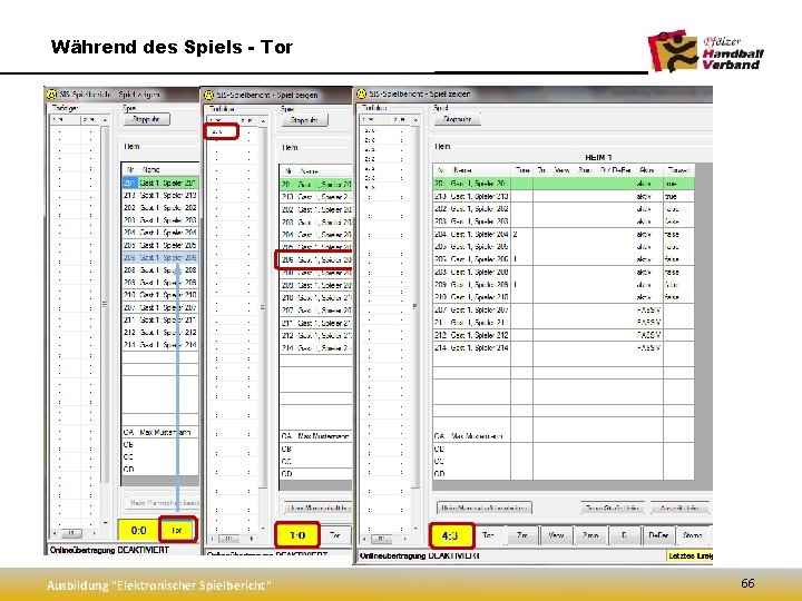 Während des Spiels - Tor Ausbildung "Elektronischer Spielbericht" 66 