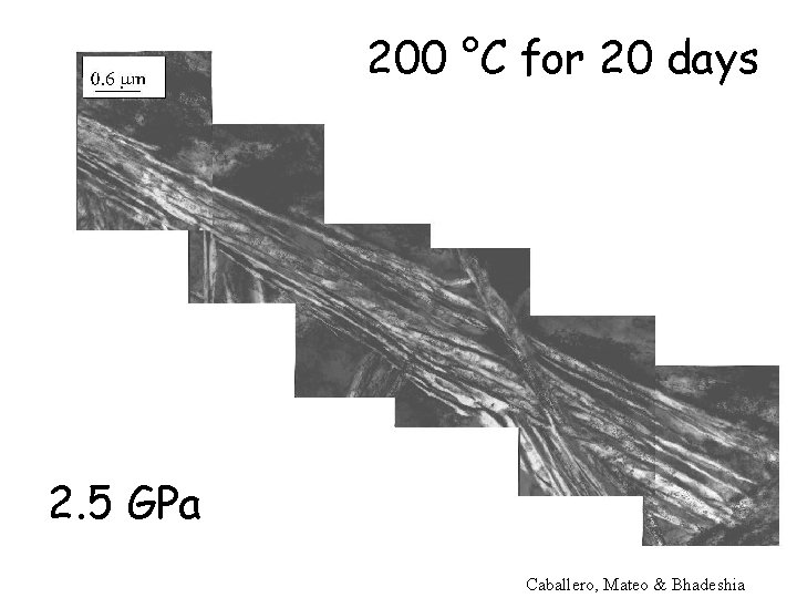 200 °C for 20 days 2. 5 GPa Caballero, Mateo & Bhadeshia 