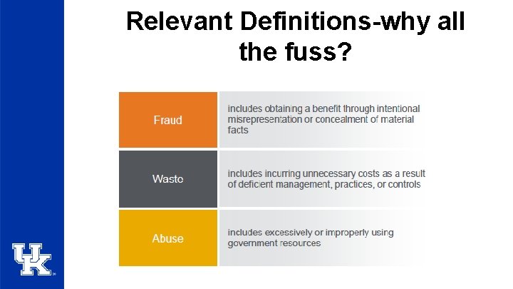 Relevant Definitions-why all the fuss? 