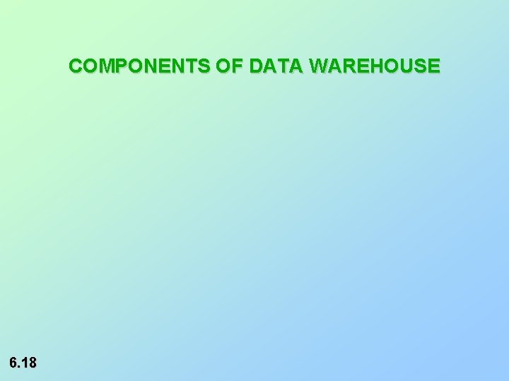 COMPONENTS OF DATA WAREHOUSE 6. 18 