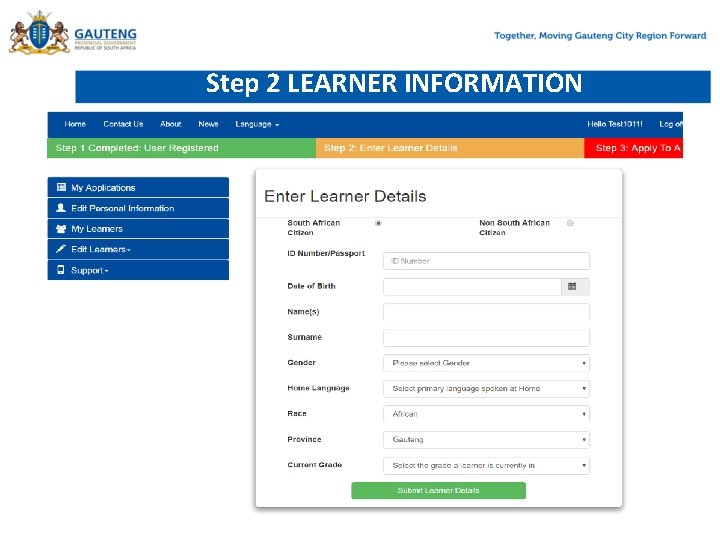 Step 2 LEARNER INFORMATION 