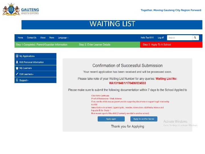 WAITING LIST 