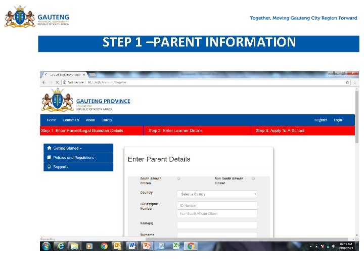 STEP 1 –PARENT INFORMATION 
