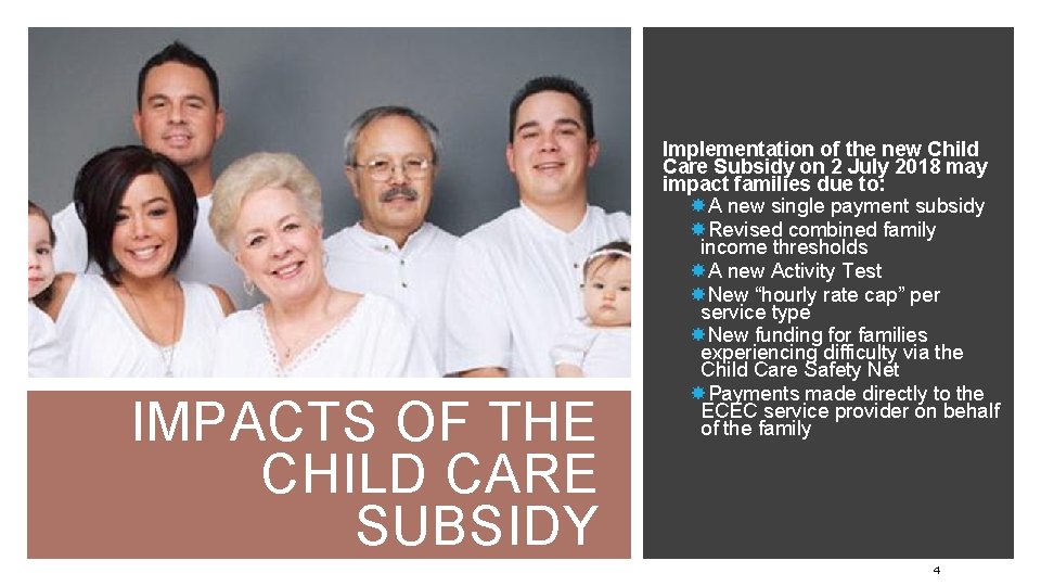 IMPACTS OF THE CHILD CARE SUBSIDY Implementation of the new Child Care Subsidy on
